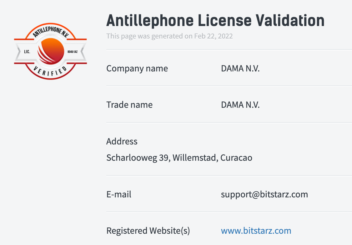 BitStarz License