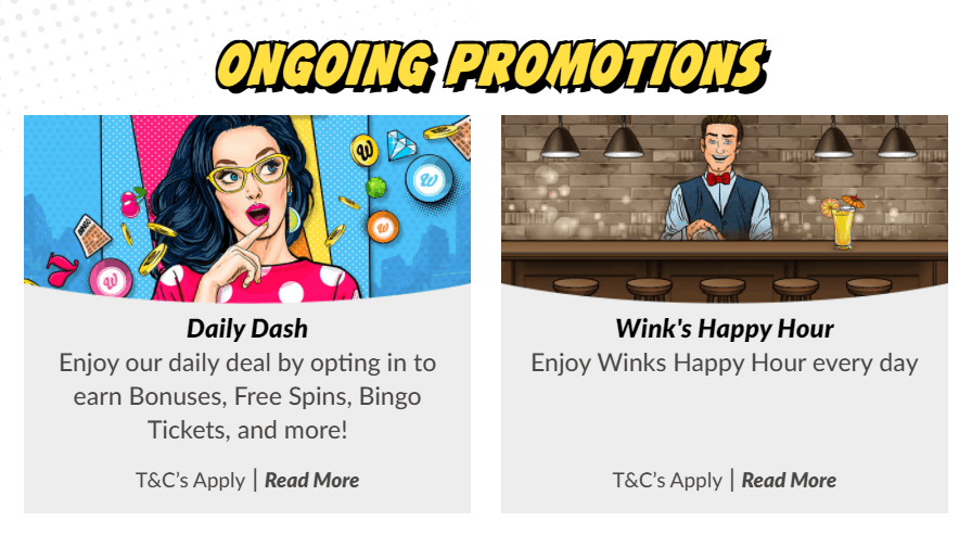 wink bingo bonus
